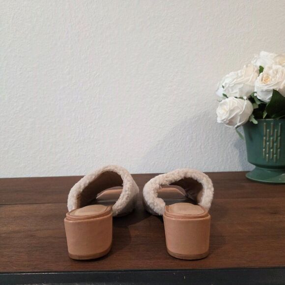 Wal & Pai - Itasca Ivory Shearling Leather Square Toe Mule Sandals 37 (US 6.5) - Picture 5 of 7